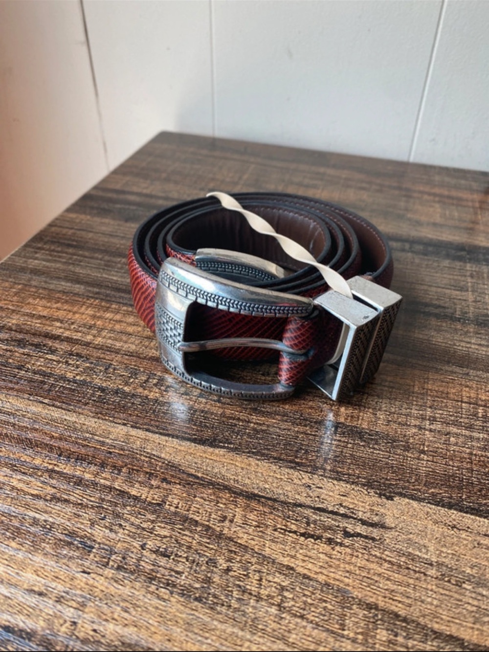 Florshiem Textured Leather Belt, 34”